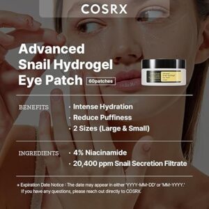 COSRX Advanced Snail Hydrogel Eye Patch (60pc), Gel Serum Mask, Puffy Undereye Treament, Fine Lines, Refresh, Hydrate| Paraben free, Korean Skin Care - Image 6