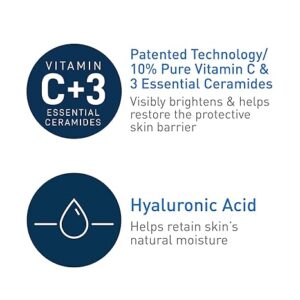 CeraVe Vitamin C Serum with Hyaluronic Acid | Skin Brightening Serum for Face with 10% Pure Vitamin C | Fragrance Free | 1 Fl. Oz - Image 4