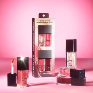 e.l.f. Glow Reviver Quad Goals Lip Oil Kit, Lip Gloss For A High-Gloss Finish & Sheer Wash Of Color, Non-Sticky, Vegan & Cruelty-Free, 4 Glosses - Image 3