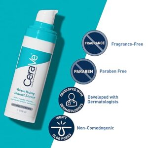 CeraVe Resurfacing Retinol Serum For Post Acne Marks, Formulated With Licorice Root Extract & Niacinamide, Brightening Serum & Pore Minimizer For Face, Post Acne Skin Barrier Repair, Non-Comedogenic - Image 3